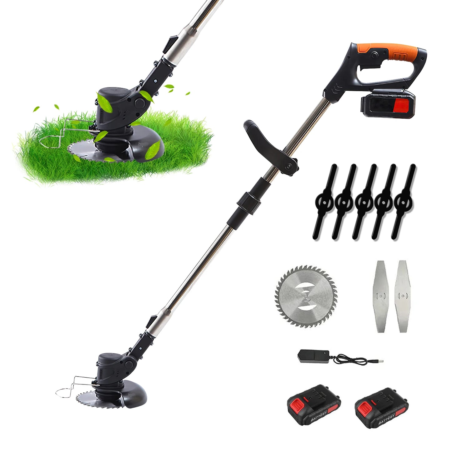 21V Electric Cordless Grass Trimmer 850W Portable Lawn Mower Adjustable Brush Cutter Weeder Pruning Tool Gardening Machine