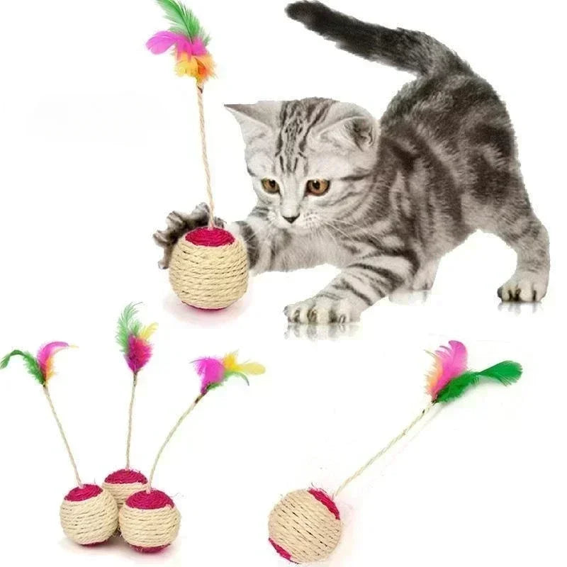 Scratch & Play : jouet pour chat en sisal avec plumes