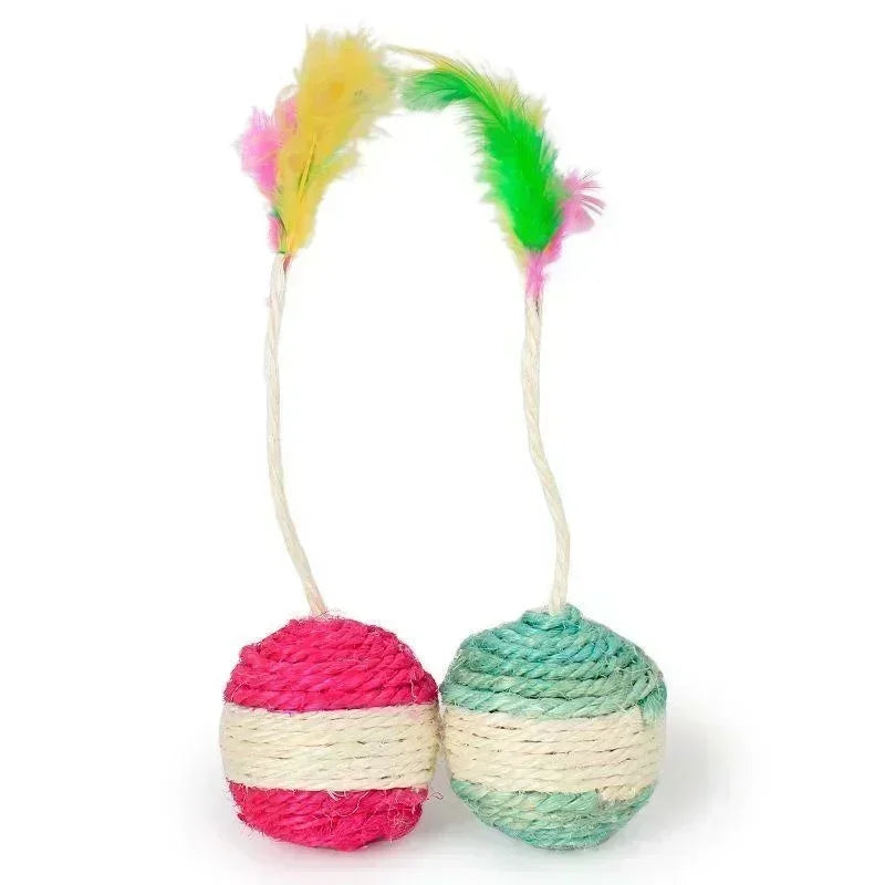 Scratch & Play : jouet pour chat en sisal avec plumes
