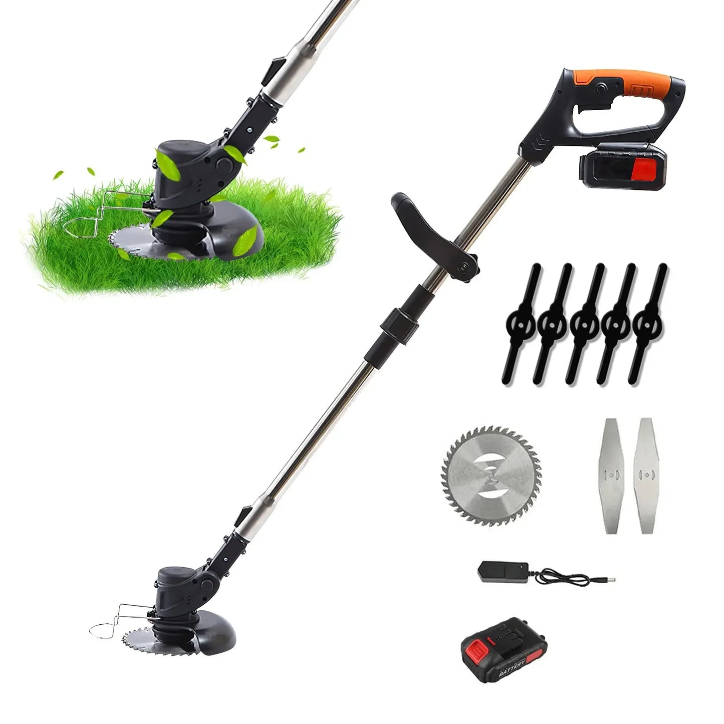 21V Electric Cordless Grass Trimmer 850W Portable Lawn Mower Adjustable Brush Cutter Weeder Pruning Tool Gardening Machine